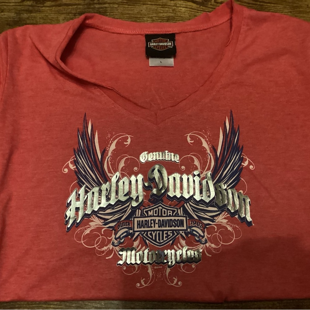 Harley Davidson Women t-shirt orange/rust color large